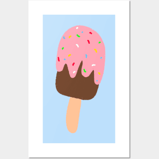 Strawberry and Chocolate Ice Cream with Sprinkles Posters and Art